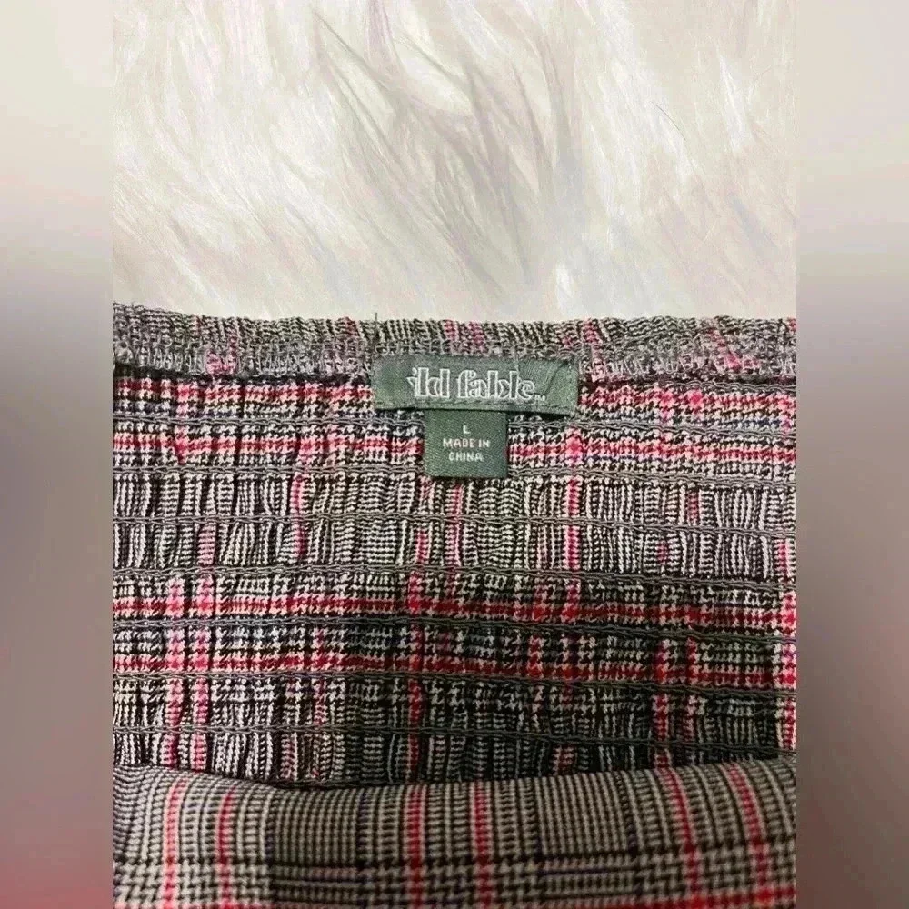 Women’s woven tank top/ Plaid Brown/red/black - Picture 4 of 4